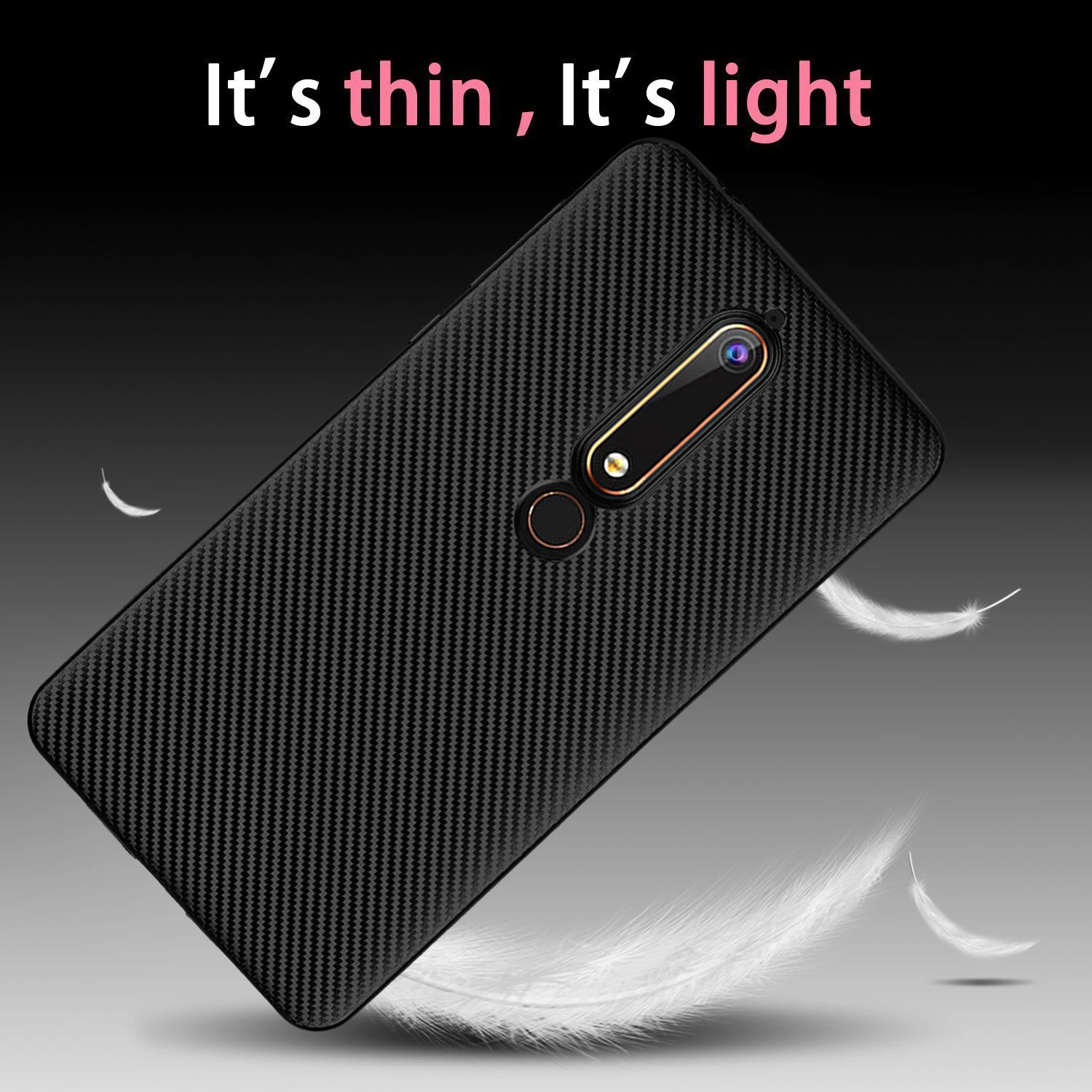 For Nokia 6 (2018) Case Classic Carbon Fiber Texture TPU Rubber Silicone Protective Cover Soft Single Shell Phone Bag |