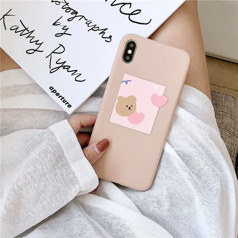 Pink jelly bear case for iphone x xr xs xsmax cover candy love heart photo fundas 6s 6 8 7 plus cartoon coque |
