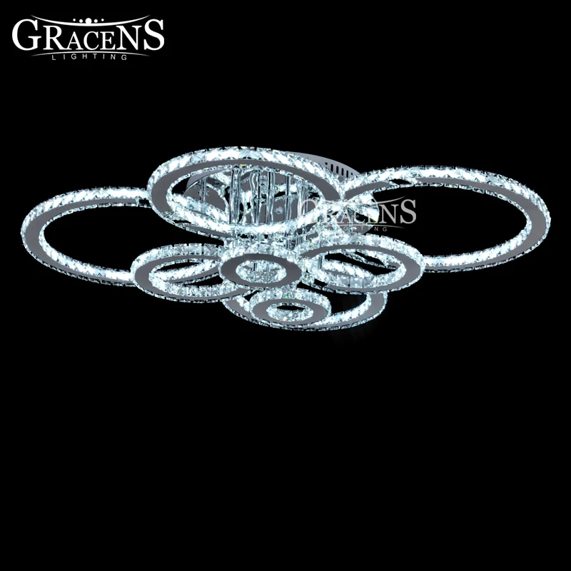 Современная светодиодная люстра светильник с кристаллами кольцевой