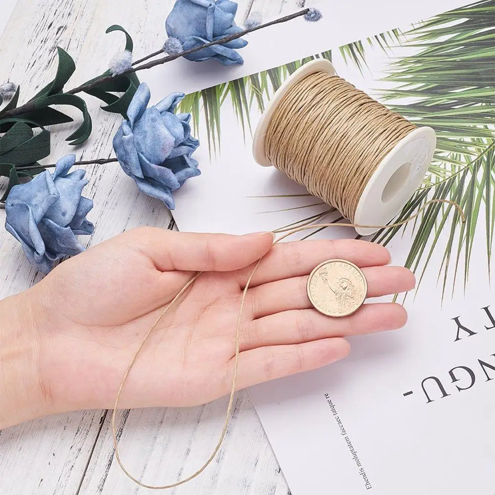 1 мм 84 м/рулон Waxed Cord Jewelry findings "сделай сам" для изготовления ткани браслет Цепочки и ожерелья плетеная нить бисером фурнитура для аксессуаров Материал