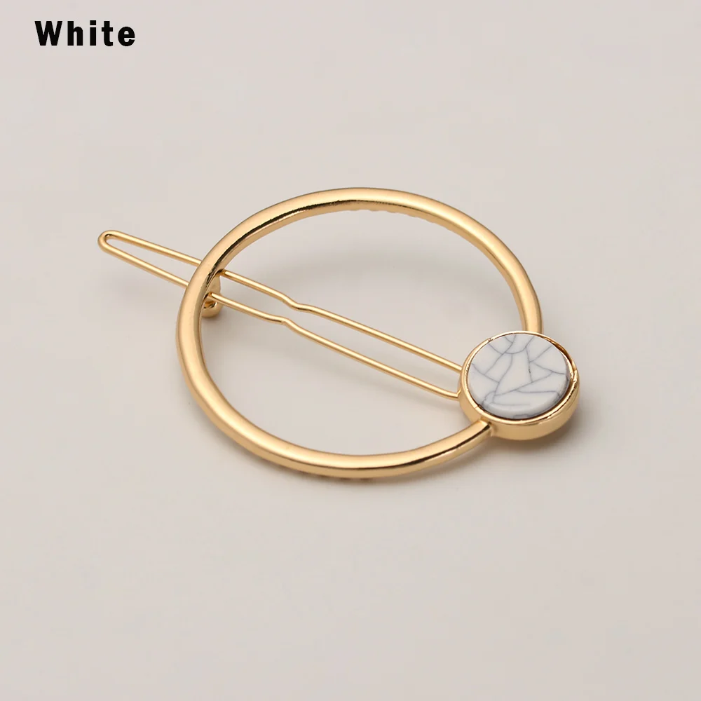 H102 White 1 шт. минимализм металлические акриловые заколки геометрические круглые прямоугольные формы заколки для волос для женщин аксессуары для волос в Корейском стиле головной убор - Цвет: H102 White