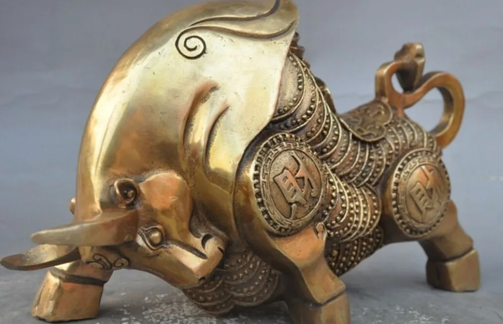 ZSR 529 + 11 &quotкитайские латунные фэншуй богатства фондовый рынок Wall Street Oxen Bull Market