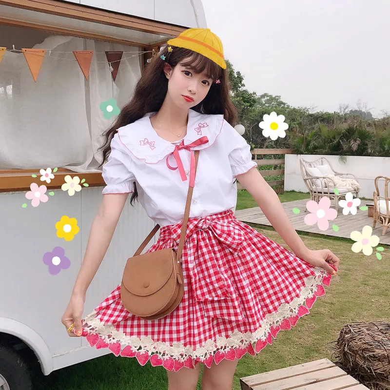 Мягкие японские игрушки Лолита Kawaii Короткая юбка для девочек подростков Винтаж