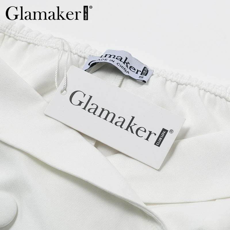 Glamaker сексуальное Белое платье-блейзер с открытыми плечами, женское облегающее платье с длинным рукавом и высокой талией, женское модное осеннее платье для вечеринки