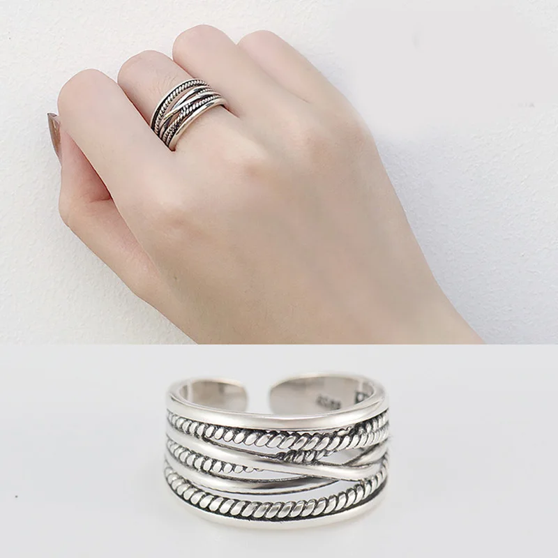 Женские серебряные кольца Joyas De Plata Anillos Anelli большие открытые в стиле ретро