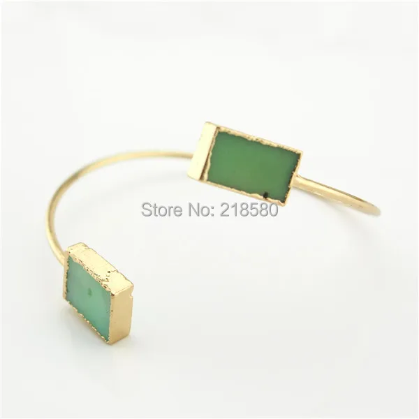 

H-DB088 Squarz Double Green Chrysoprase Stone Arm Wrap Bangle,Upper Arm Cuff