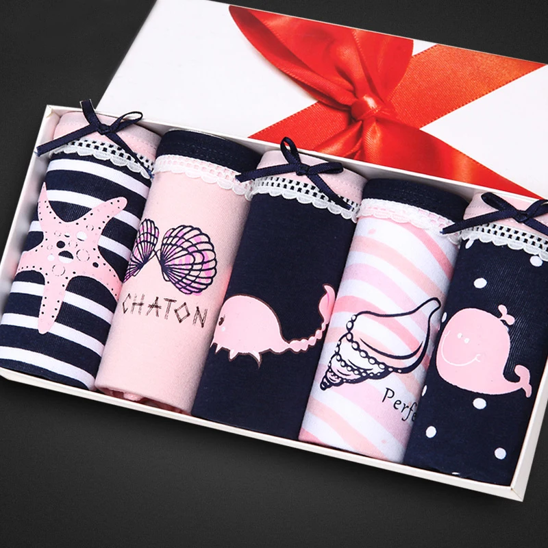 5 шт./лот женское нижнее белье трусики милое удобное хлопковое милый бант горячая