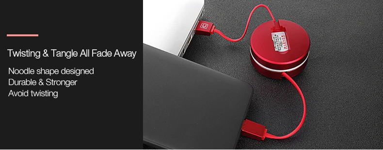 Cafele USB Cable for iPhone X Xr Xs Max 8 7 6s Plus Charging Cable Round Portable Retractable Mini USB Cable for iPhone 7 8 Plus