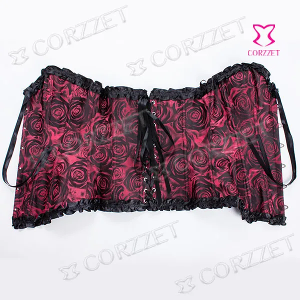 Винтажная розовая Цветочная вышивка готический корсет сексуальный бюстье с