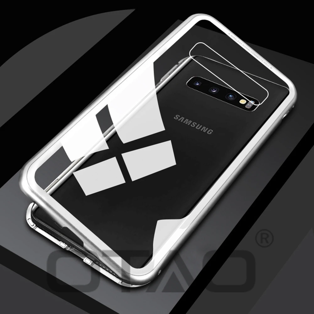 Магнитный металлический чехол OTAO 360 для samsung Galaxy S9, S8, S10 Plus, S7 Edge, A5, закаленное стекло, задняя крышка на магните, Note 9, 8, чехол s Coque