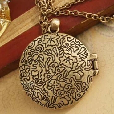 Vintage Bronze Green Eye Owl Open Photo Frame Setting Locket Pendant Necklaces Women Long Chains Sweather Pendants | Украшения и