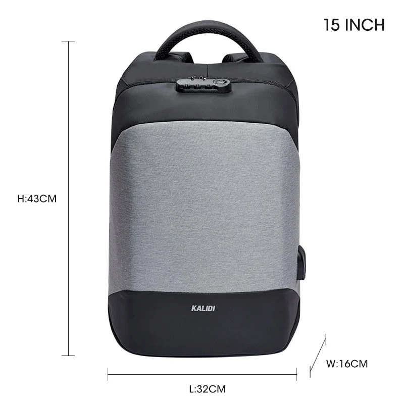 gray2 KALIDI 15 дюймов USB зарядка водонепроницаемая сумка для ноутбука для Mackbook pro 13,3-15,6 дюймов Сумка для ноутбука сумка для компьютера для подростков - Цвет: gray2
