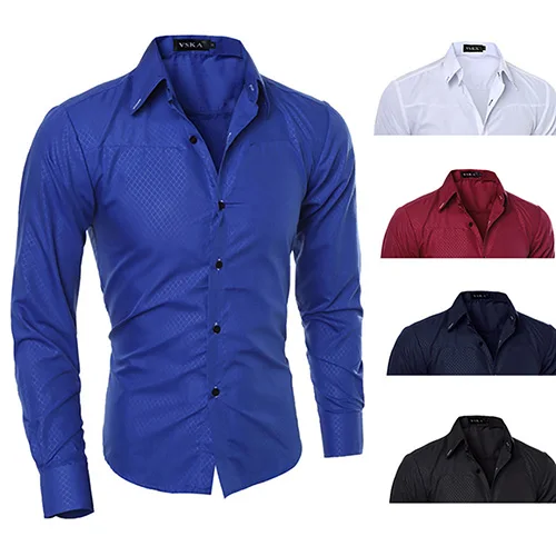 Мужская модная темно полосатая деловая облегающая Повседневная рубашка с