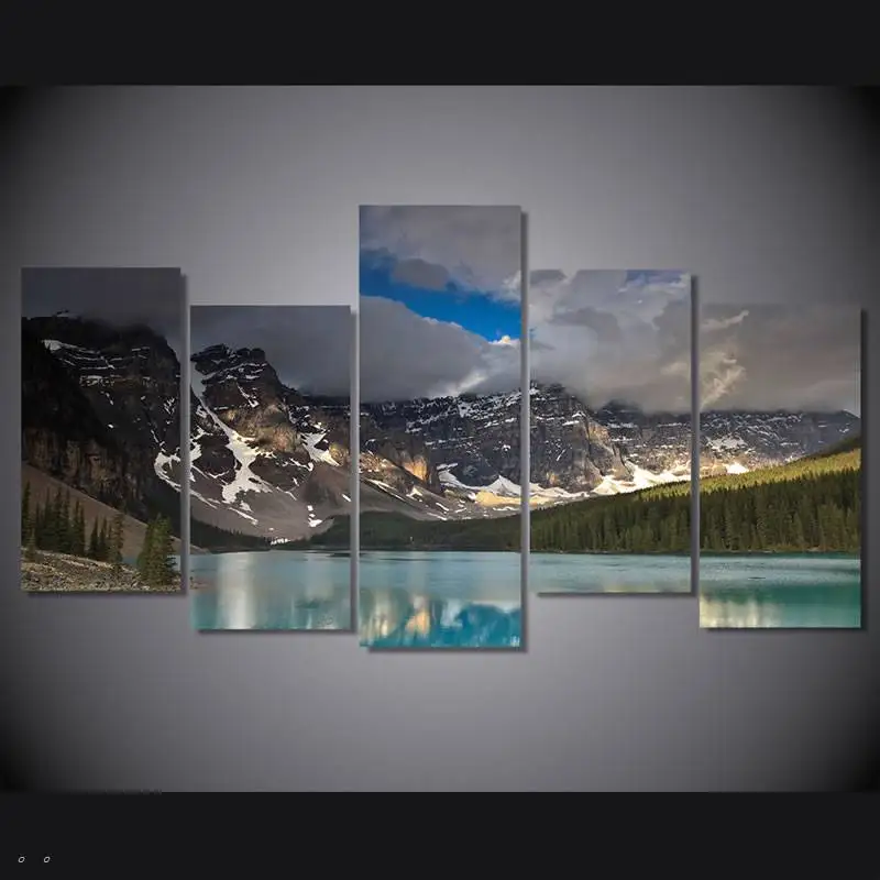 Hd Печать темных облаков снег горы озеро картина холст печать декор комнаты