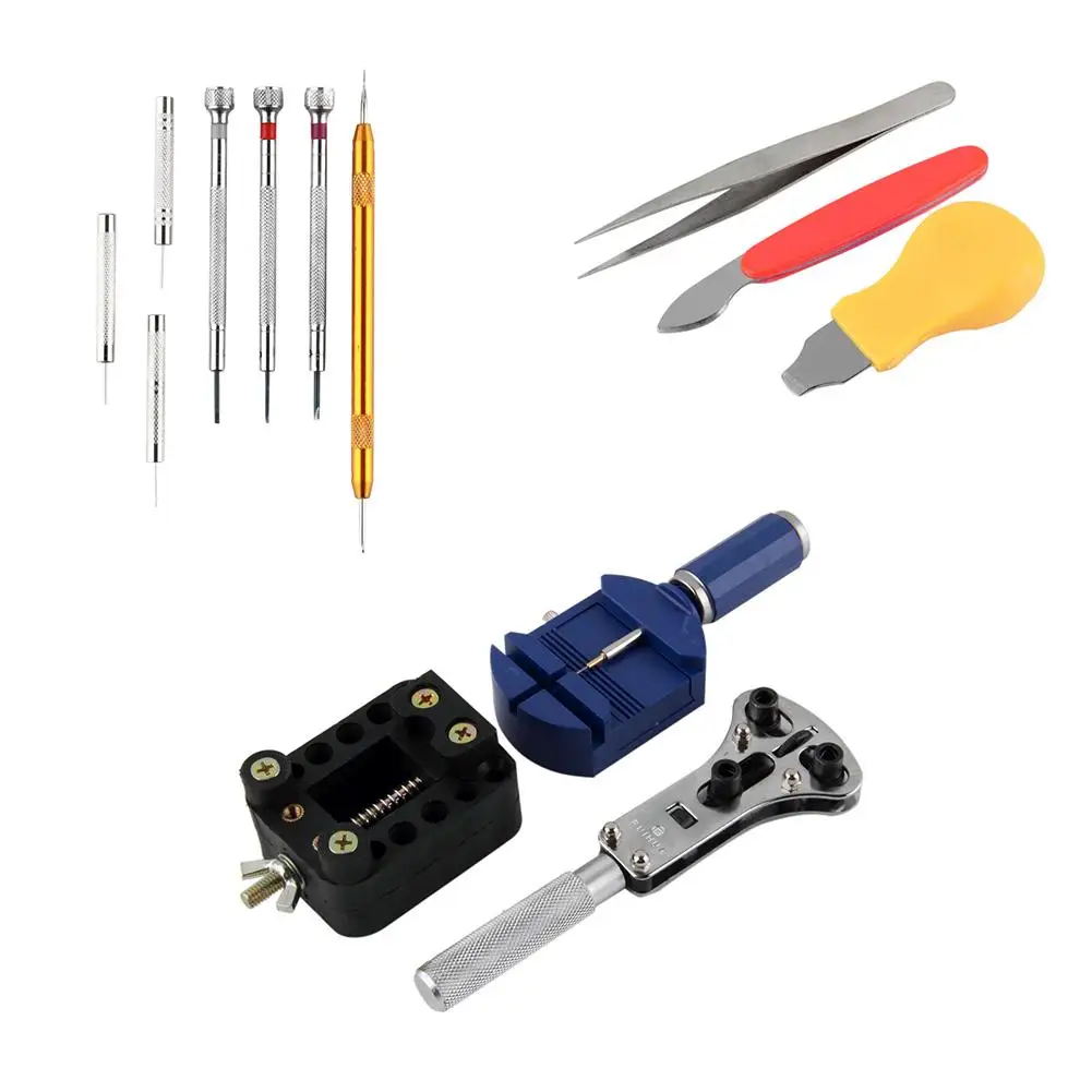 144 шт. набор инструментов для ремонта часов чехол шпатель штопор отвертка