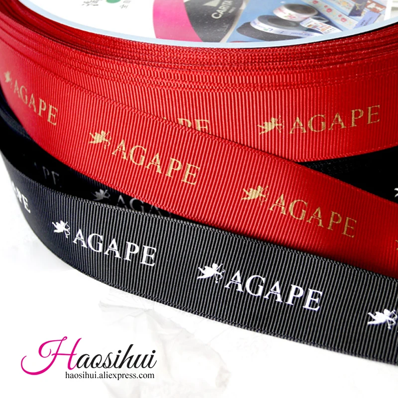 HAOSIHUI бесплатный дизайн 3/8 ''(10 мм) Grosgrain Персонализированная печатная лента для