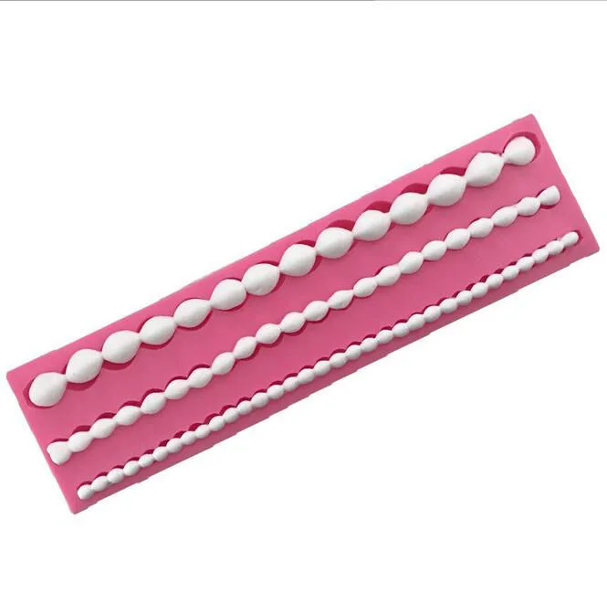 Cute Pearl String Beads Silicone Mold Cake Decorating Fondant Baking Mould DIY Gumpaste Chocolate Kitchen Tools |