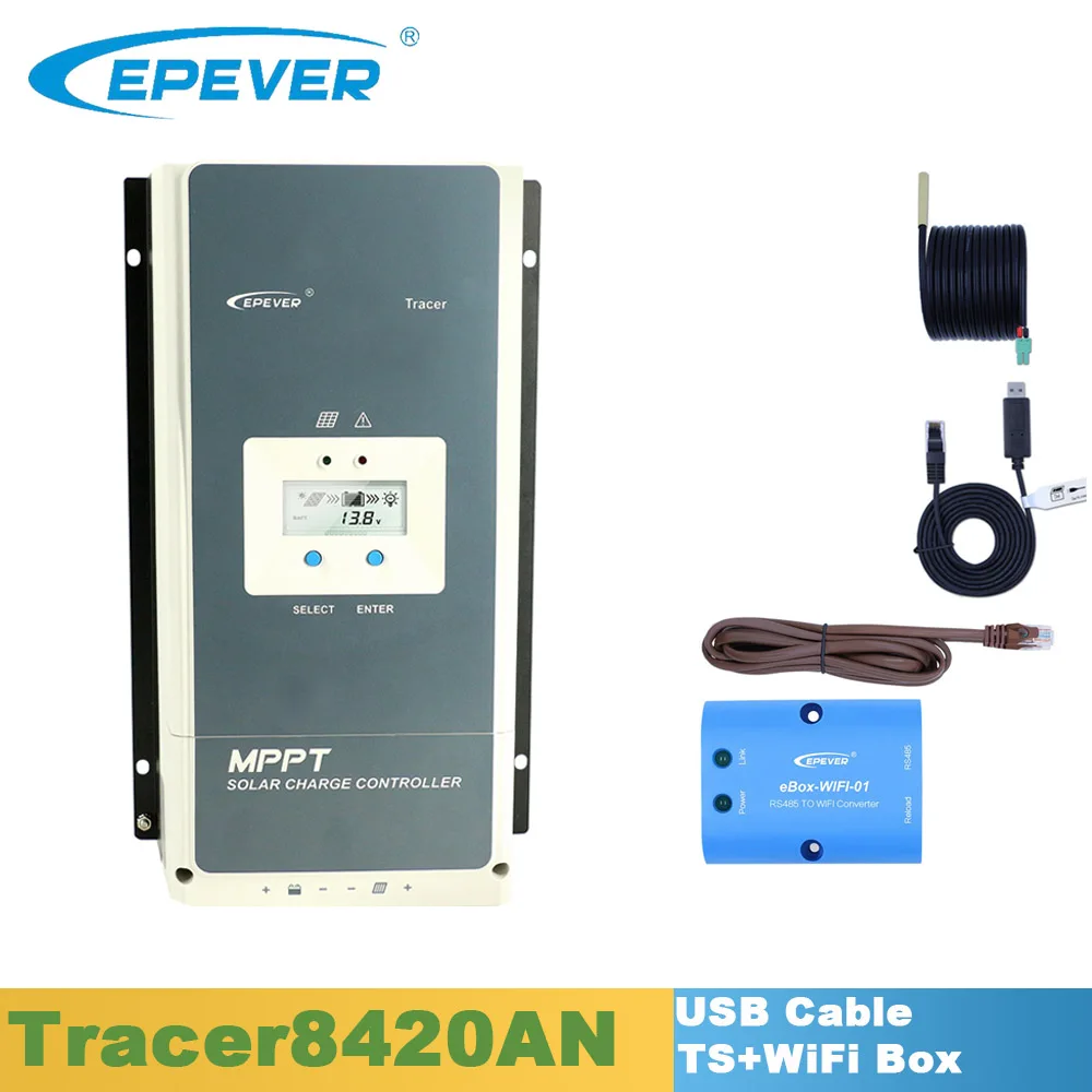 Set 2 EPever MPPT 80A 12 В 24 в 36 в 48 в Солнечный контроллер заряда Подсветка ЖК-дисплей Макс. 200 в PV вход общий отрицательный заземление 8420AN - Цвет: Set 2
