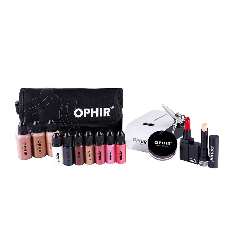 Набор для макияжа OPHIR Pro Airbrush система Kit с воздушным компрессором и консилером