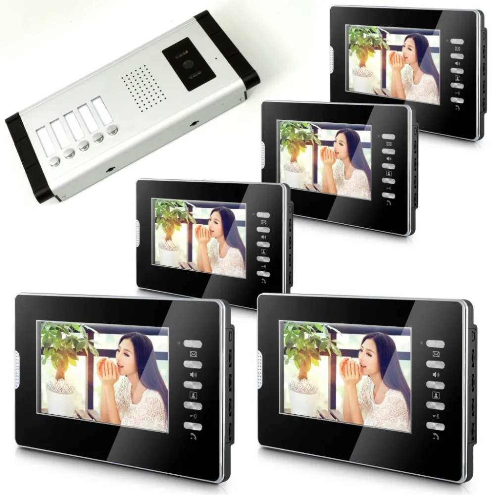 High Quality One to Five Video Doorphone Kit Configuration,Professional Smart Home 7 inch Display 1V5 Video Intercom Phone D105b