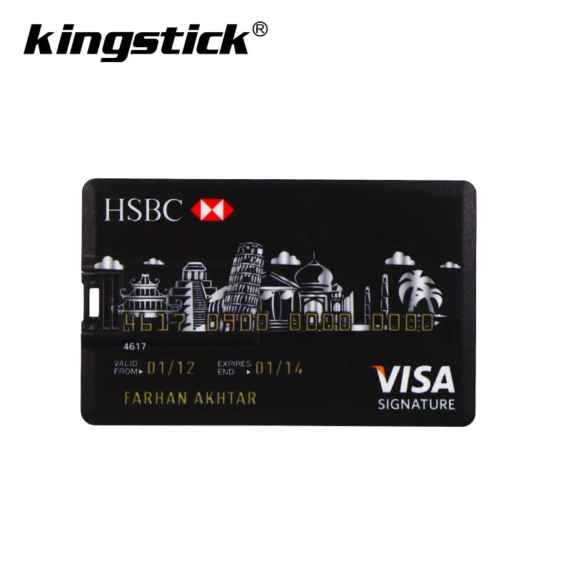 M4-HSBC-BLACK Реальный Ёмкость банковская карта памяти USB Стик HSBC Мастер кредитная карта USB флеш-накопитель 64Гб флэш-накопитель 4 ГБ 8 ГБ оперативной памяти, 16 Гб встроенной памяти, 32 ГБ флэш-накопитель 128 ГБ - Цвет: M4-HSBC-BLACK