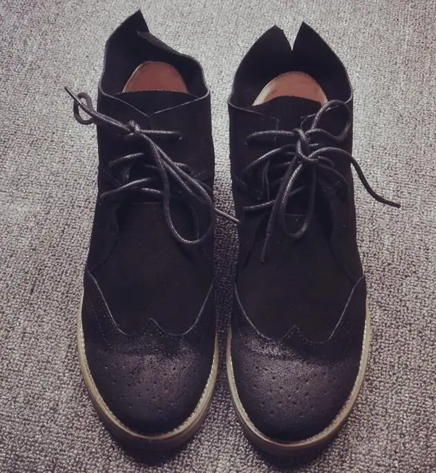 Black With velvet HUIFENGAZURRS-; Новинка; сезон осень; Винтажные ботинки с резным узором; обувь из натуральной кожи; ботильоны из натуральной кожи - Цвет: Black With velvet