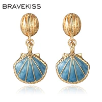 bravekiss bohomia shell earrings sea shells 2 color grain metal earrings fashion jewelry for woman summer beach mujer bpe1254