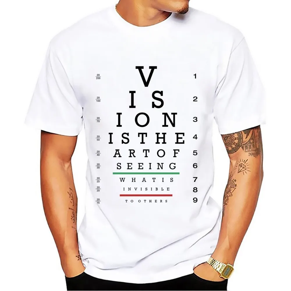 Currency symbol Visual acuity chart funny tshirt men 2018 new white casual creative cool homme high definition no glue t shirt | Мужская