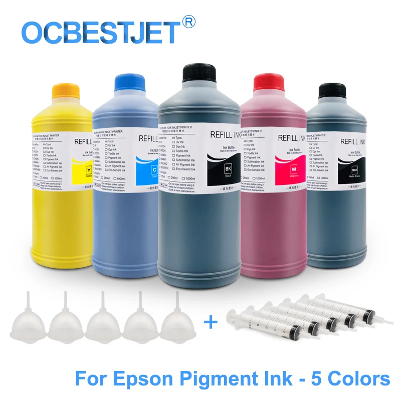 

Набор пигментных чернил для Epson 1000 7700 T3000 T5000 T7000 T3200 T5200 T7200 T3070 T3270 T5270 T7270, 5x9700 мл