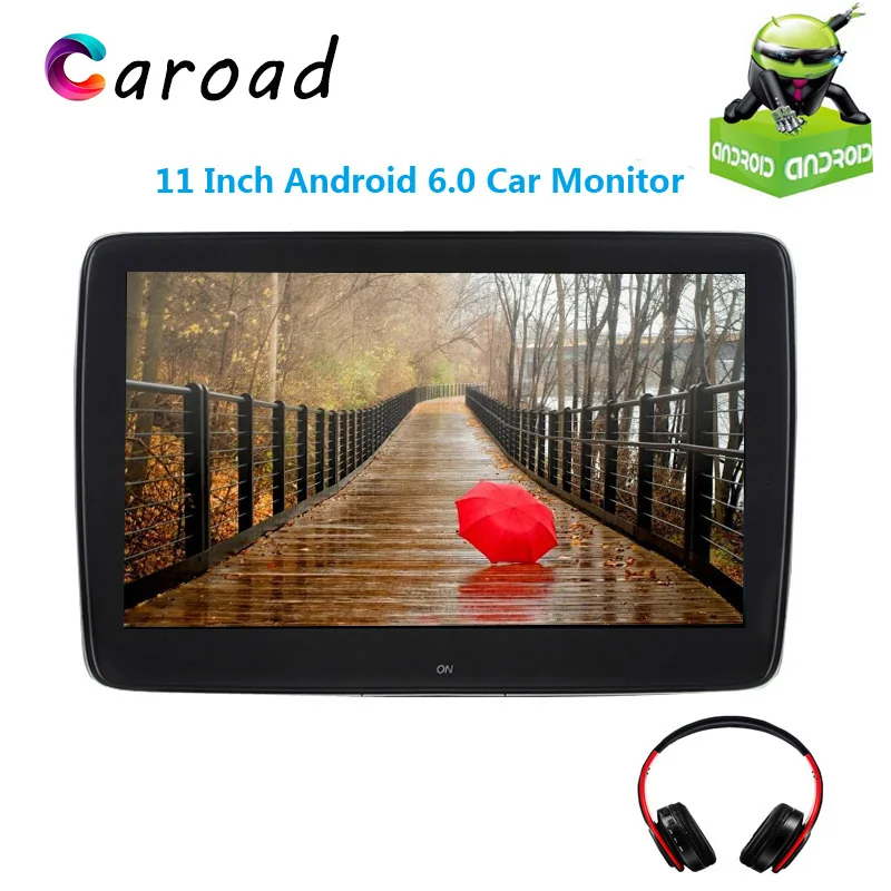Caroad 11 Inch Android 6.0 Car Monitor Headrest IPS Touch Screen 1080P Video WIFI/USB/SD/Bluetooth/FM Transmitter/Speaker/Game | Автомобили