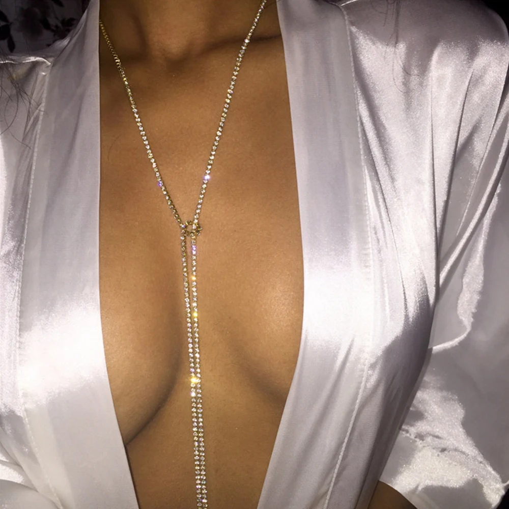Golden Модные женские ожерелья короткое ожерелье с подвеской плоская цепочка модные аксессуары для ночных клубов плоская цепочка 104 см D30 - Цвет основного камня: Golden