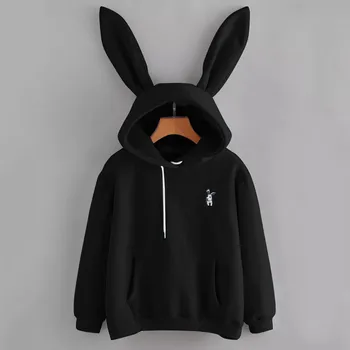 kawaii Hoodies Women Girl Sweatshirt 2021 Cute Bunny Ear Pullover Autumn Winter Casual long sleeve ladies top sudadera mujer 1