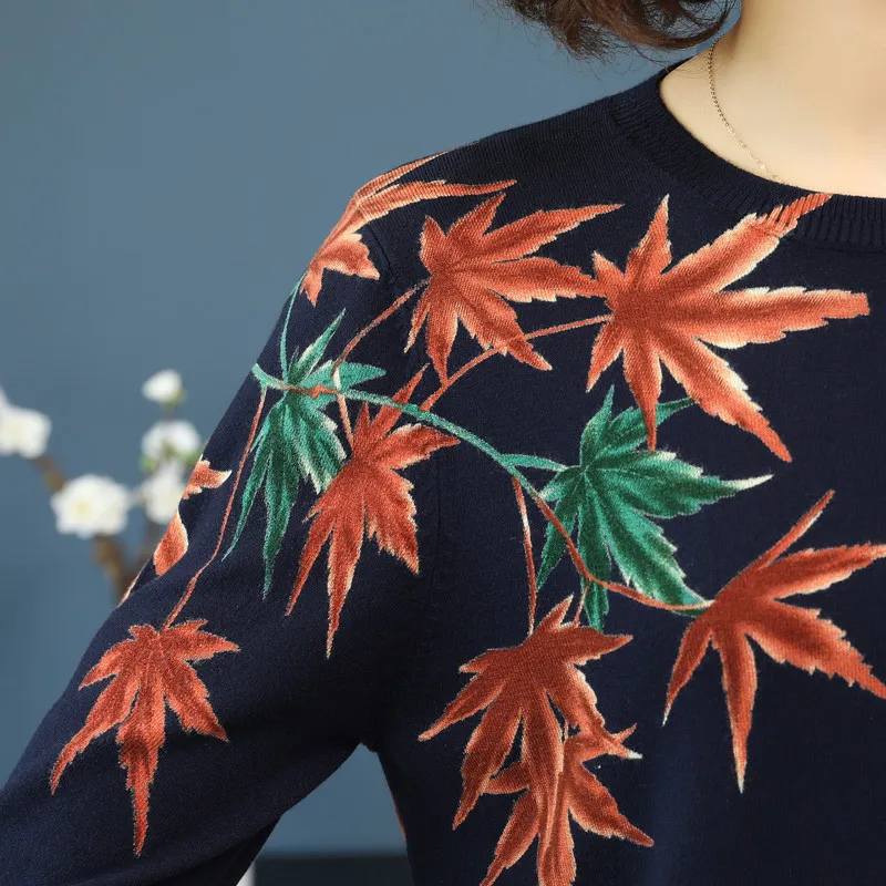 2019 осень свободный свитер геометрический принт блок с круглым вырезом Женский