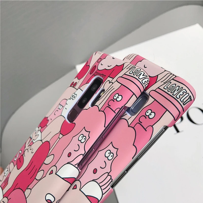 YHBBCASES For Samsung S8 Plus Cases Fashion Woman Phone Case S9 Note 8 9 Pink Hard PC Back Cover Fundas |