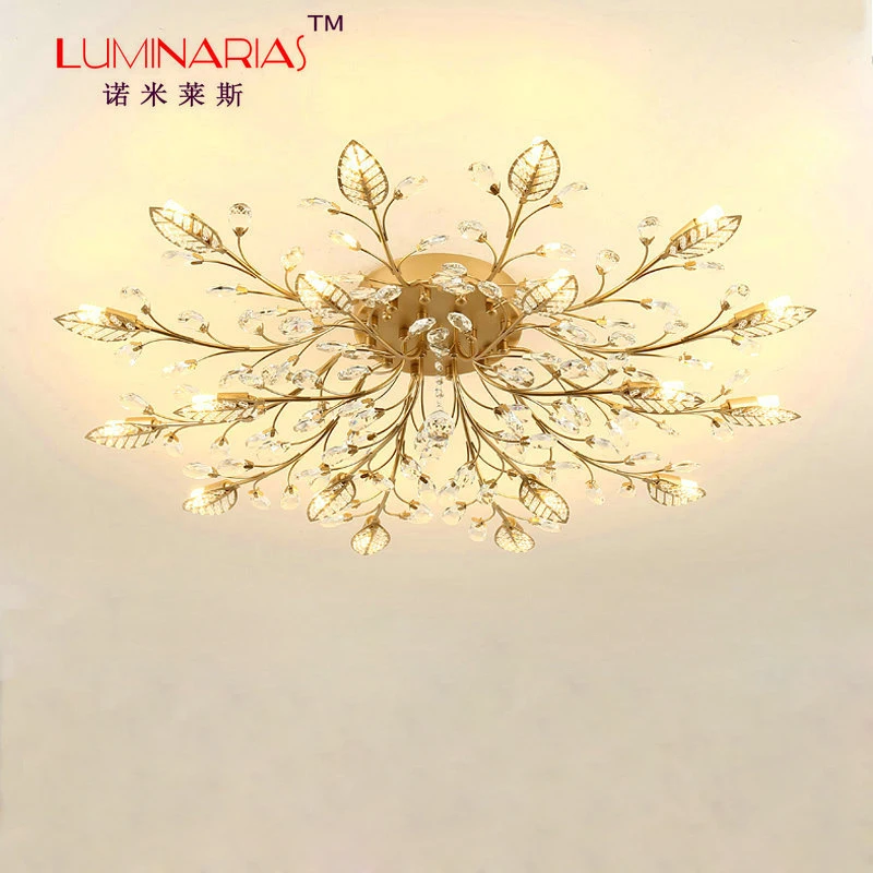 Американский кантри Винтаж кристалл потолочный светильник филиал гостиной