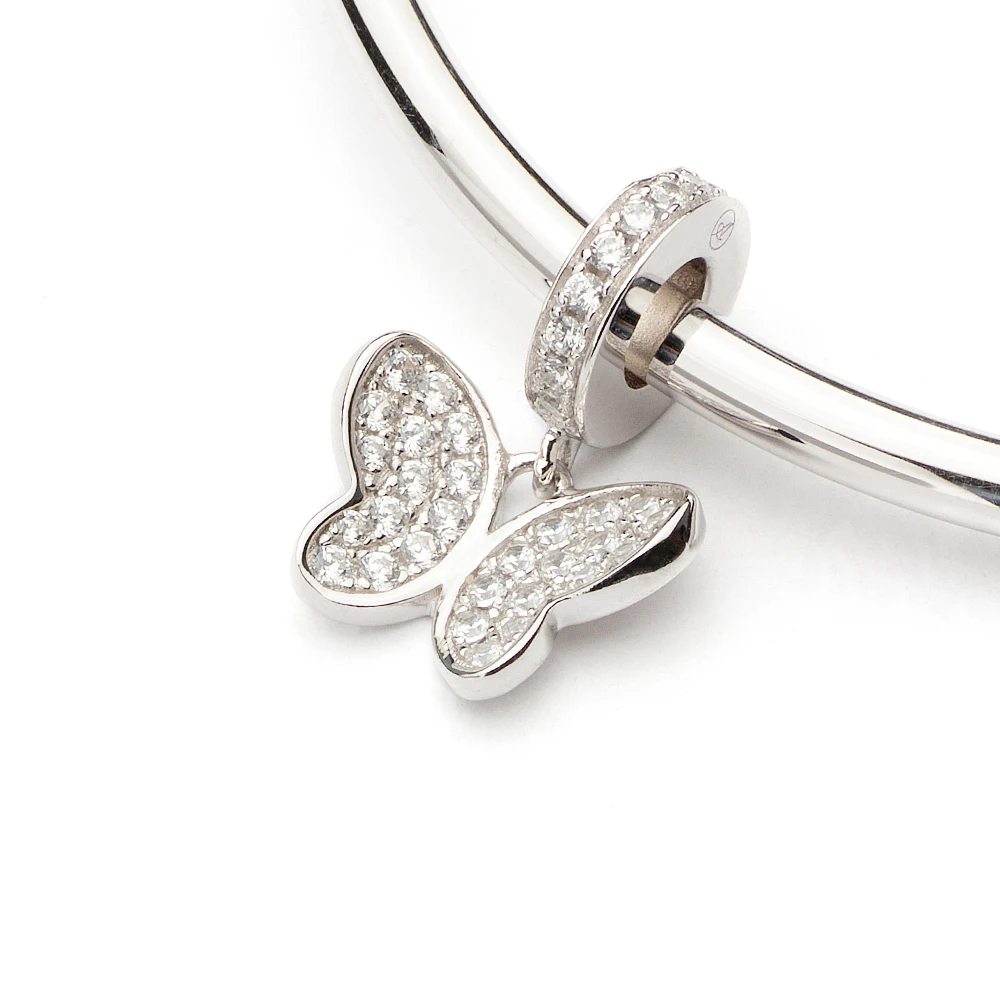 Подвеска бабочка ATHENAIE из серебра 925 пробы с прозрачным кубическим цирконием