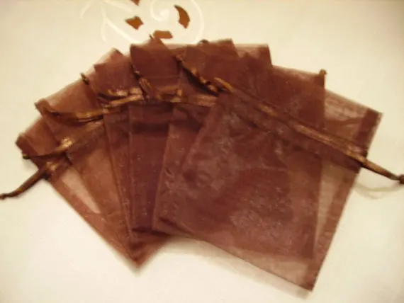 

Free Shipping 500pcs/lot Coffee Brown Organza Bags 7x9cm Christmas Wedding Gift Bags Jewelry Bags Gift packing Pouches