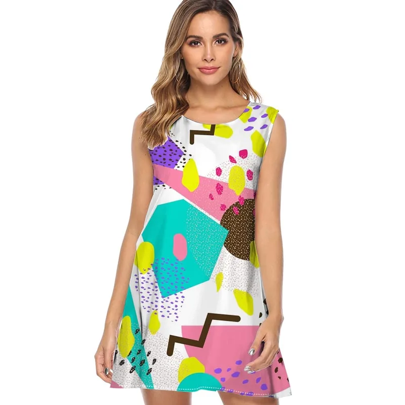 

New Summer Boho Style Christmas ornaments Printed Vintage Short Mini Dress Women 2019 Chiffon Dress Casual Loose Beach Dress