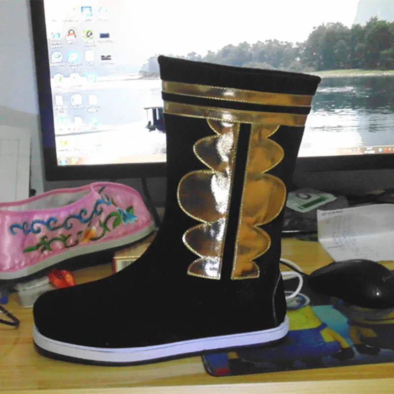 

black anime boots high boots for swordsman cosplay accessories zhou yu cosplay ancient chinese shoes halloween cosplay