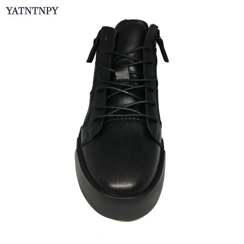 YATNTNPY Plus big size Shoes Men Casual leather shoes men's flat sneakers Man Black Platform pant sapatos moccasins | Обувь
