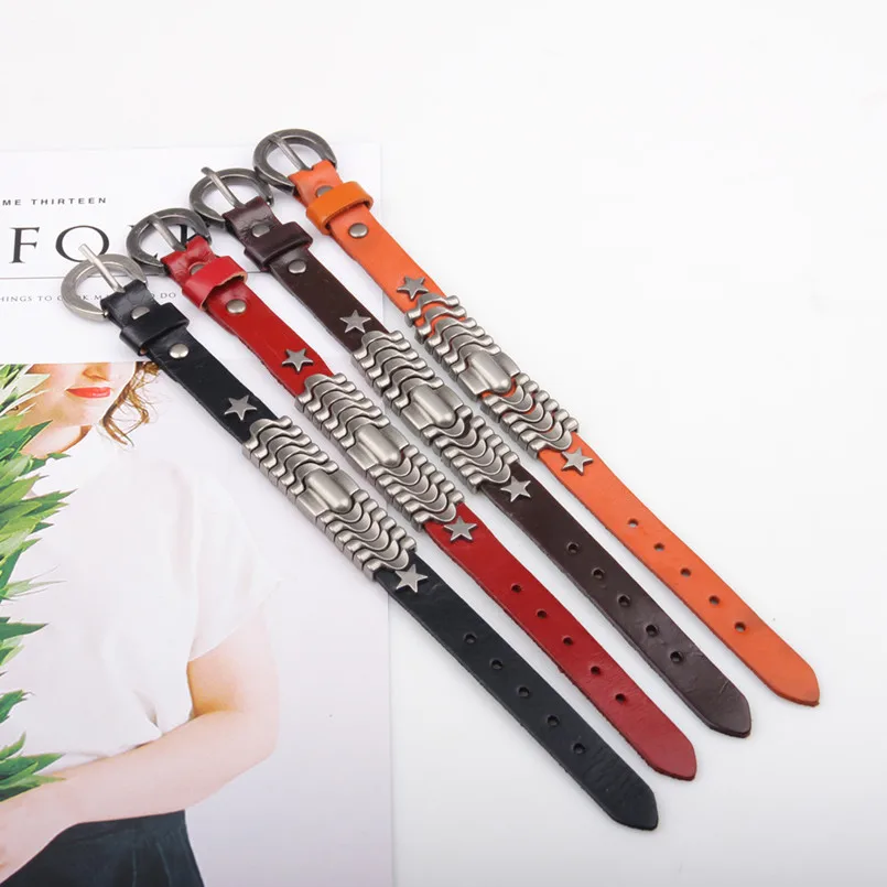 Мужской браслет на запястье с пряжкой из натуральной кожи в стиле панк рок