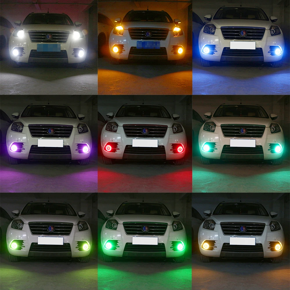 Ангельские глазки Bluetooth приложение управление RGB Halo кольца COB 60-70-80-90-95-100-110-120mm ПВХ оболочка Led авто сигнал вождения фары