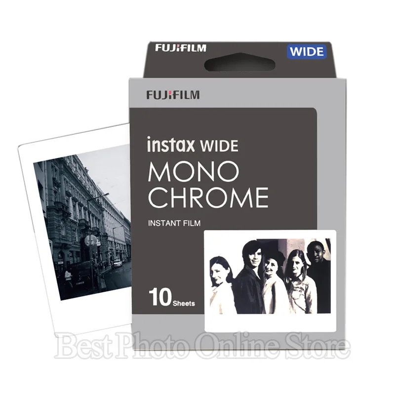 20/10 листов Fujifilm Fuji Instax Wide Film Плёнки радужной расцветки для цифровой фотокамеры Fuji Фотоаппарат моментальной печати 300/200/210/100/500AF polaroid фотобумага - Цвет: Monochrome 10 Sheets