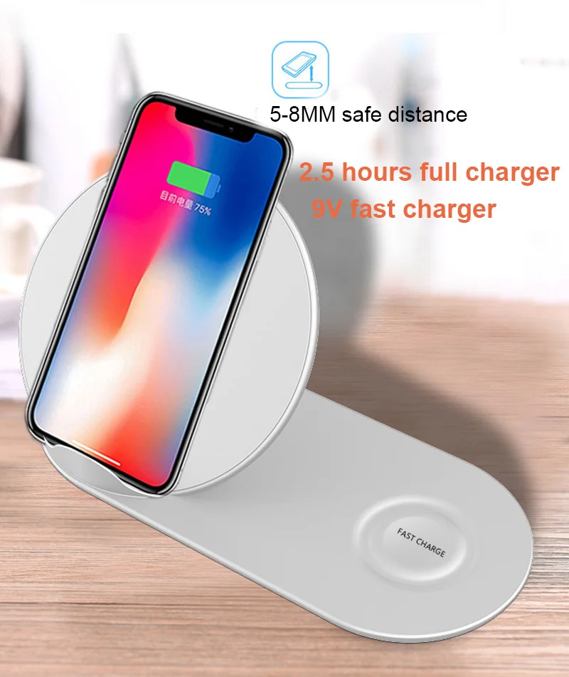 Быстрое беспроводное зарядное устройство для iPhone XS MAX Samsung S8 S9 Plus Gear S2 S3 S4