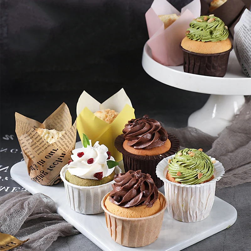 50 шт./компл. бумажные чашки для кексов золотые обертки чехол с вкладышем круглая