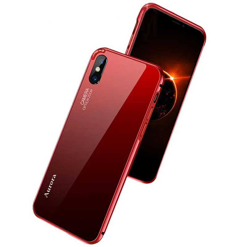 2 в 1 алюминиевое закаленное стекло чехол для iPhone 7 8 Plus XS Max Роскошный