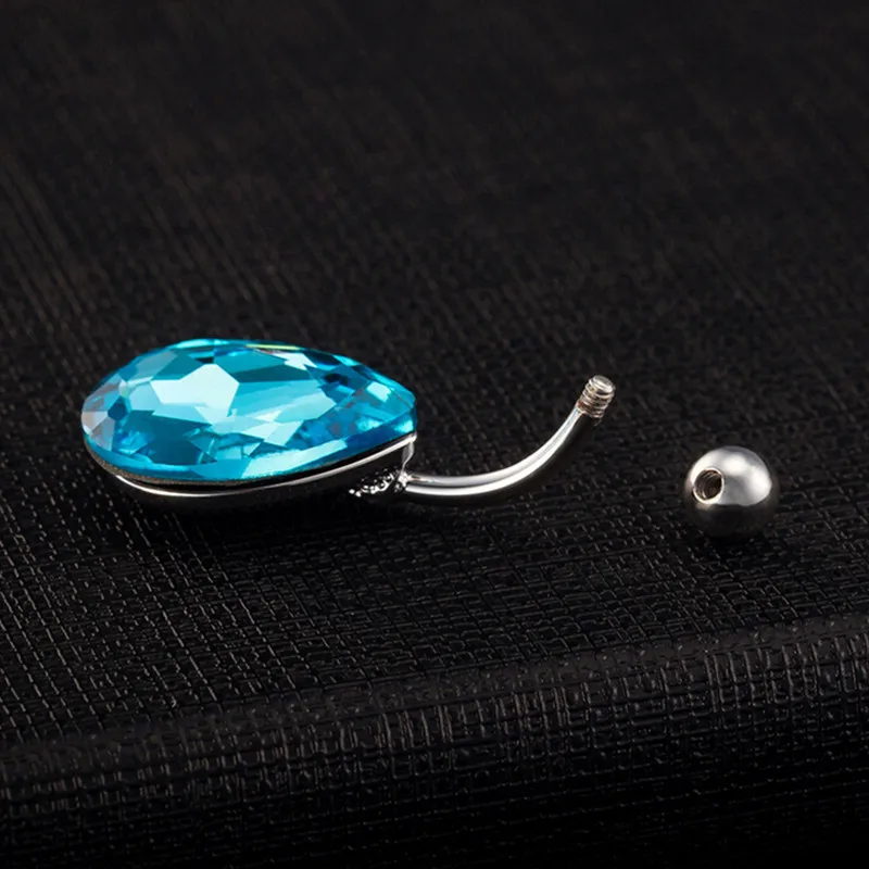 Женское кольцо для пирсинга голубое с синим камнем | Украшения и аксессуары