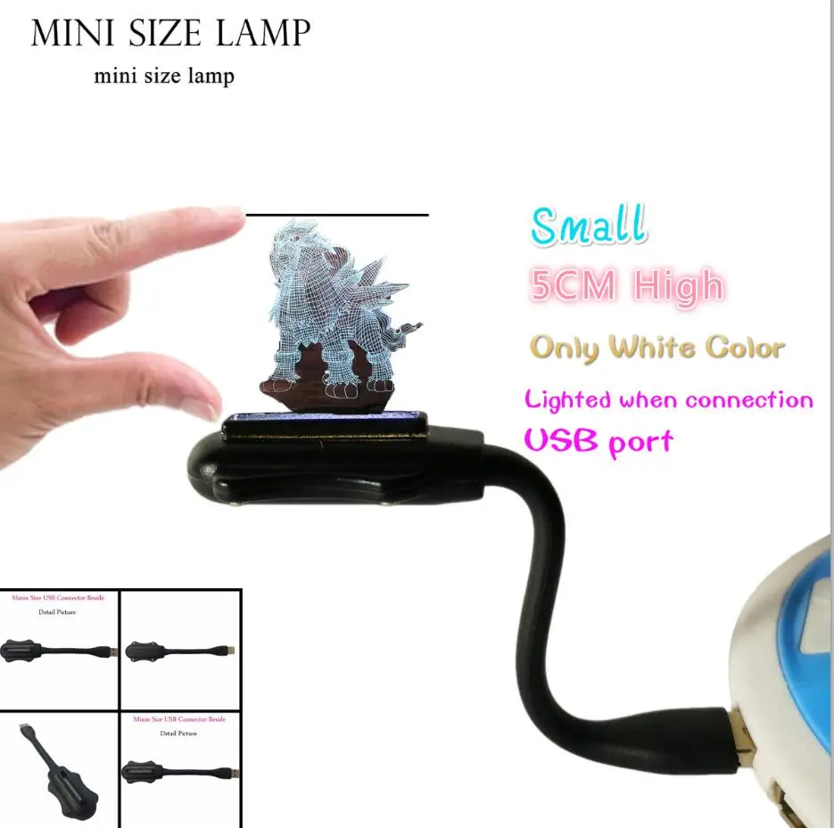 Small USB Lamp 50mm Мультфильм Аниме Покемон го экшн Umbreon& Entei фигурки 3D смешанный светодиодный светильник RGB 7 цветов ночной Светильник Декор для спальни игрушки подарок - Испускаемый цвет: Small USB Lamp 50mm