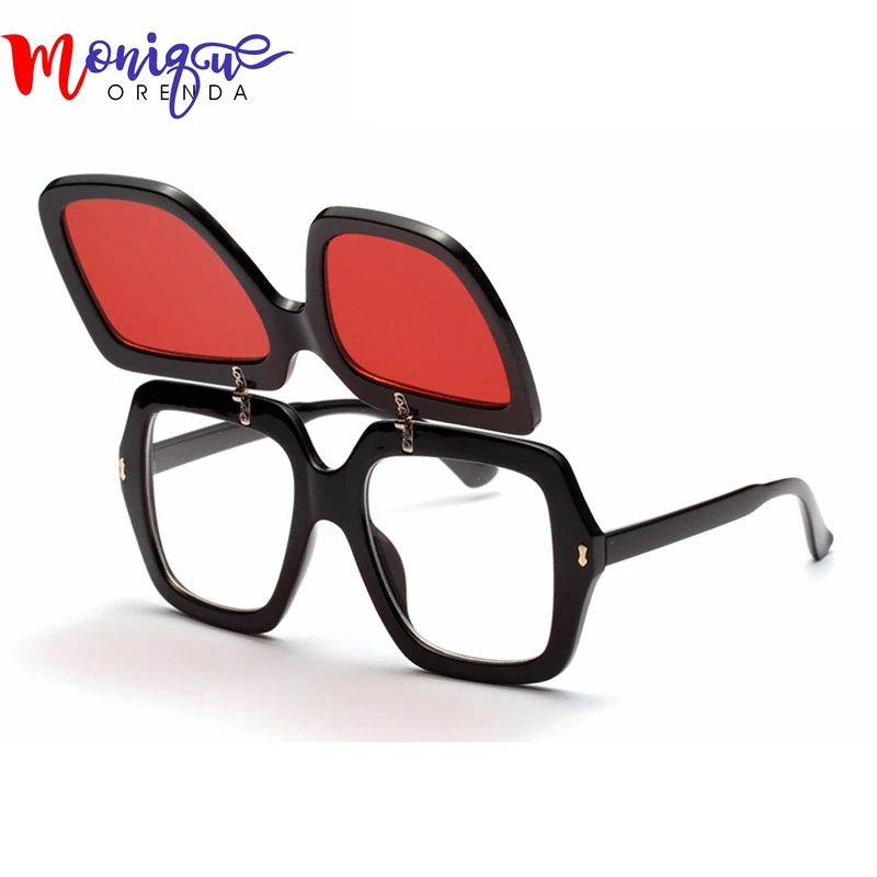 MONIQUE солнцезащитные очки для женщин двухэтажные Модные большие желтые красные