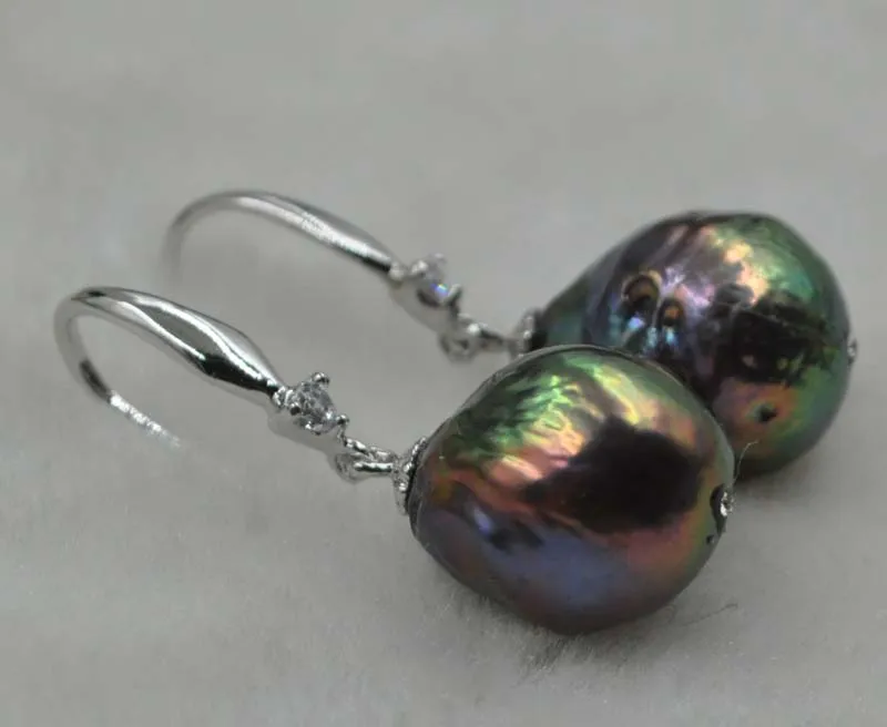 Подлинная 11 12 мм БАРОККО прямая черная Касуми жемчужные серьги|drop earrings|drop pearl